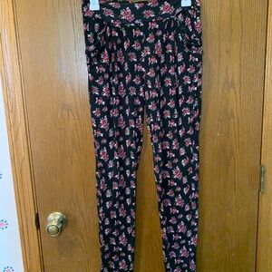 Rue21 Black and Pink Floral Harem Pants- Size M